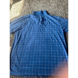 Callaway Golf Polo‎ Shirt Blue Grid Pattern Collared Short Sleeve
